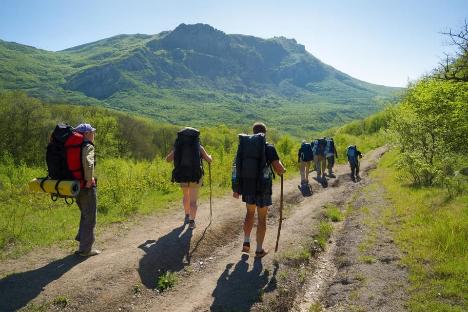 People, Natural landscape, Hiking, Mountain view, group of guests