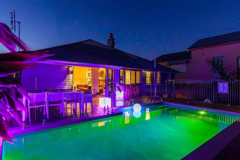 Night, Pool view, Swimming pool