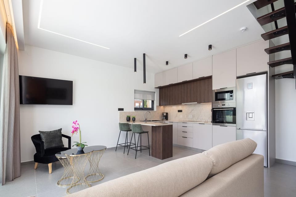 Kitchen or kitchenette, Living room, Seating area, Dining area, oven, toaster