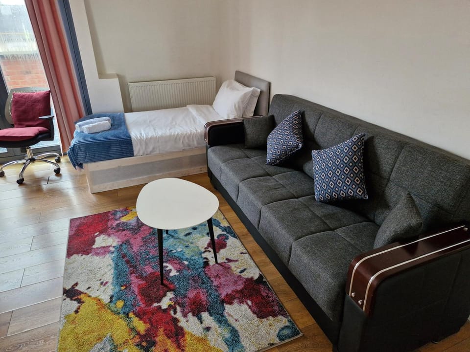 Bed, Living room, Bedroom