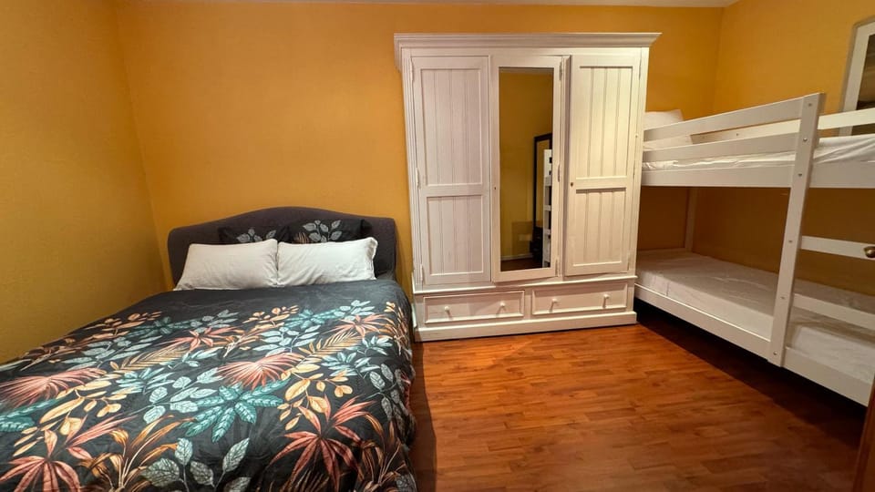 Bed, Photo of the whole room, Bedroom, bunk bed, wardrobe