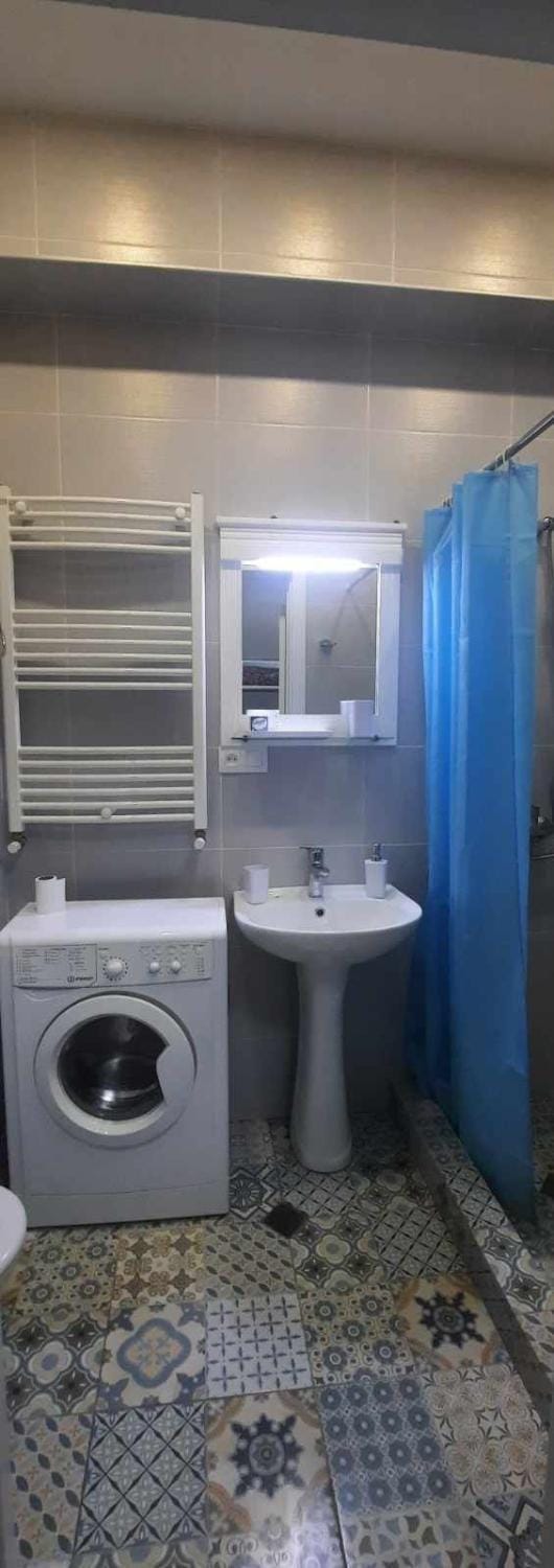 Bathroom, washing machine, dryer