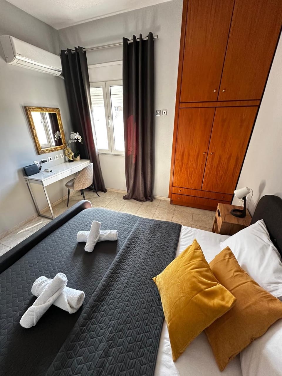 Bed, Photo of the whole room, Bedroom, towels, wardrobe