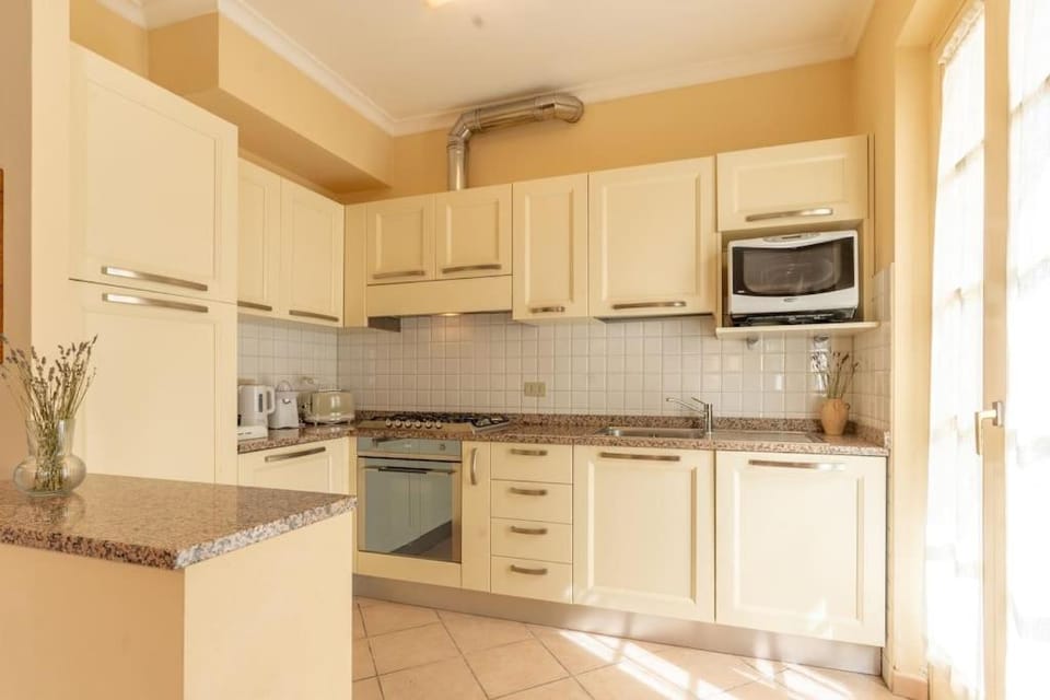 Kitchen or kitchenette, dishwasher, oven, stove