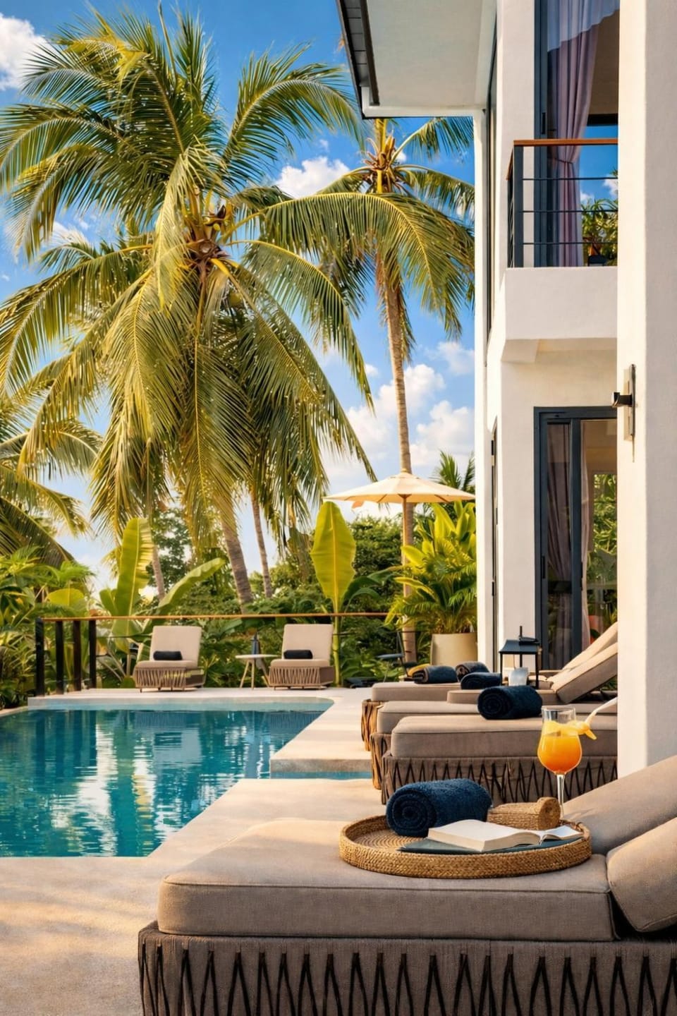 Natural landscape, Seating area, Pool view, Swimming pool