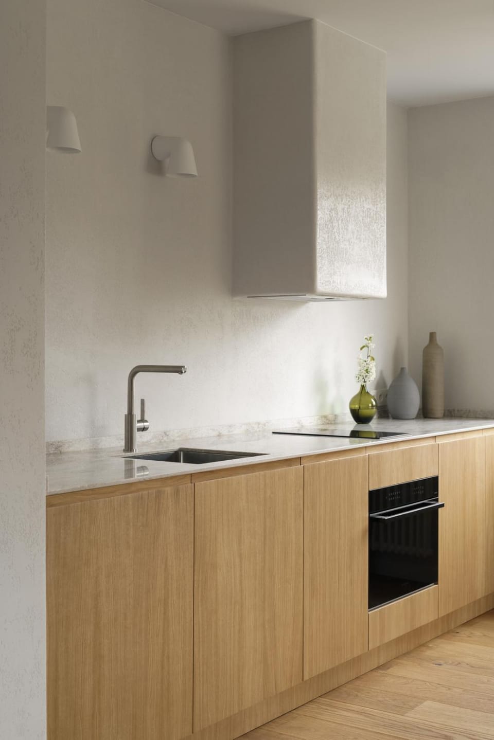 Kitchen or kitchenette, stove