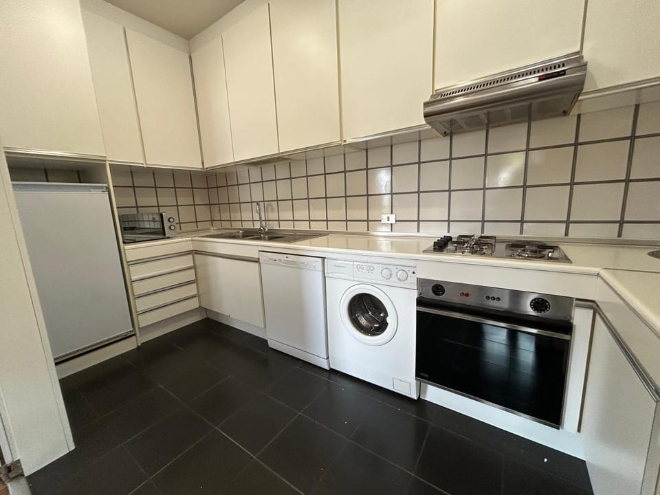 Kitchen or kitchenette, dishwasher, oven, washing machine