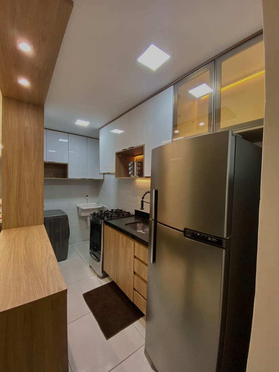Kitchen or kitchenette, stove