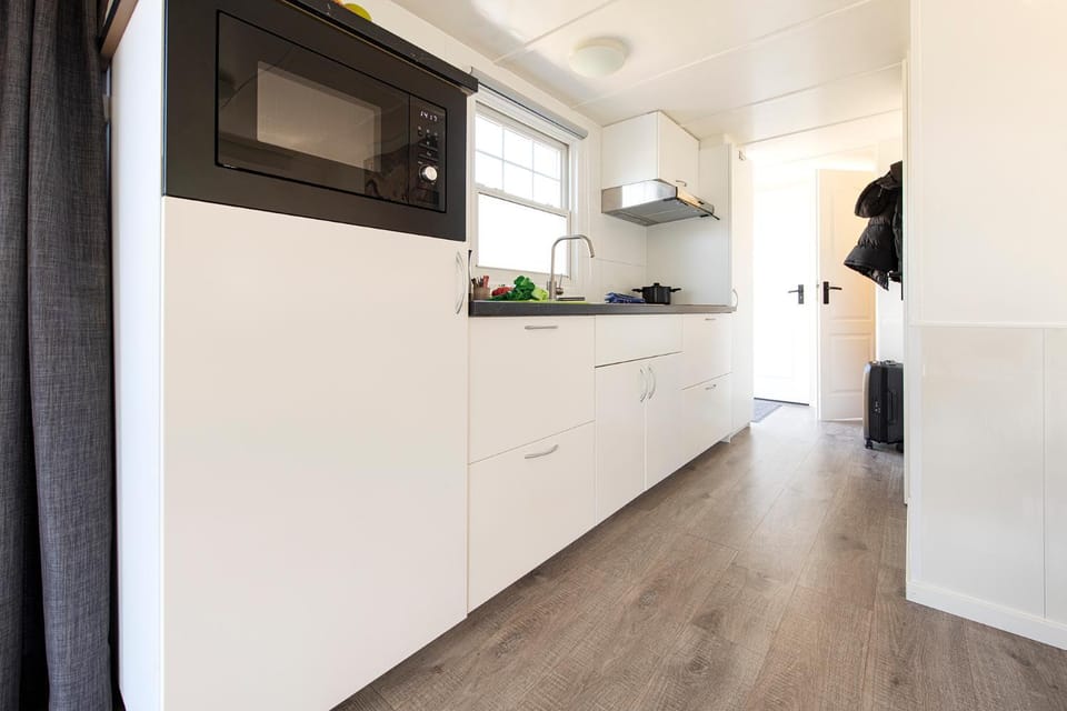 Kitchen or kitchenette, stove
