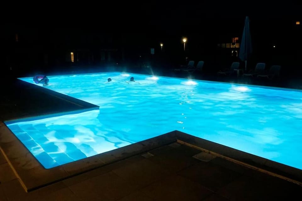 Night, Pool view, Swimming pool