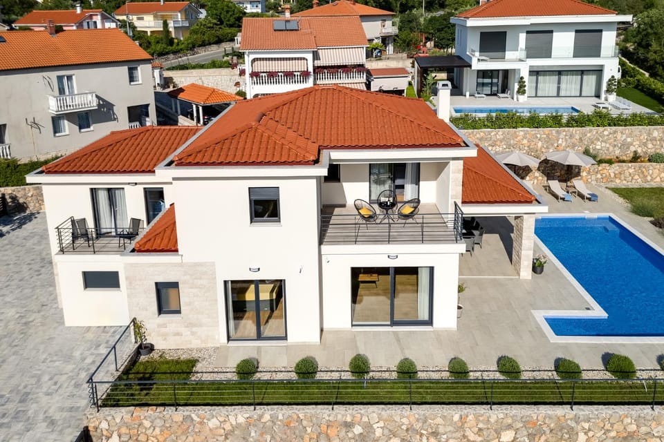 Luxury villa with a pool, panoramic sea view, beach - by Traveler tourist agency Krk ID 2406 Villa in Primorje-Gorski Kotar County