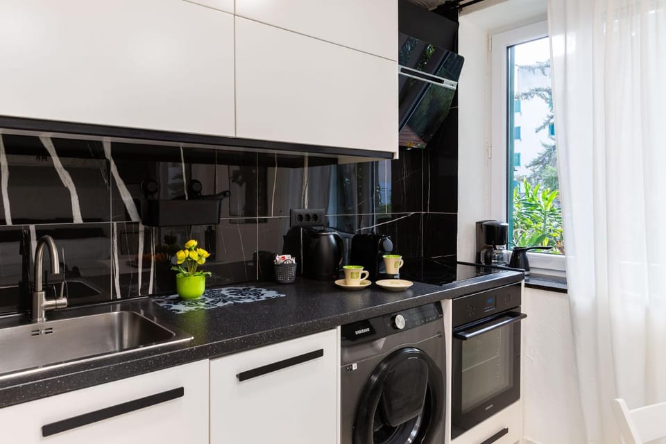 Kitchen or kitchenette, dishwasher, washing machine