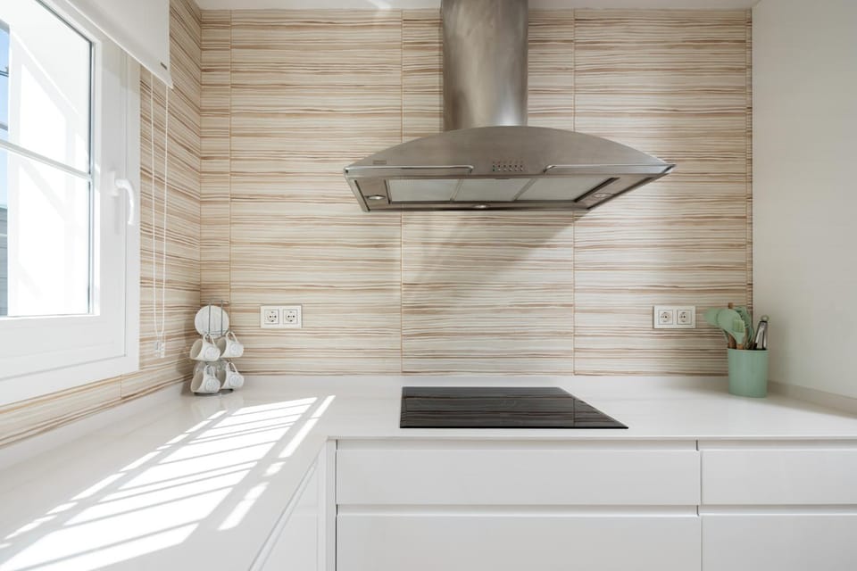 Kitchen or kitchenette, stove