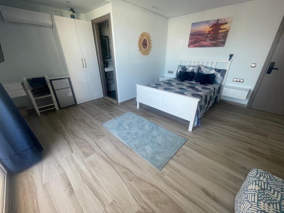 Bed, TV and multimedia, Kitchen or kitchenette, Living room, Photo of the whole room, Seating area, Bedroom