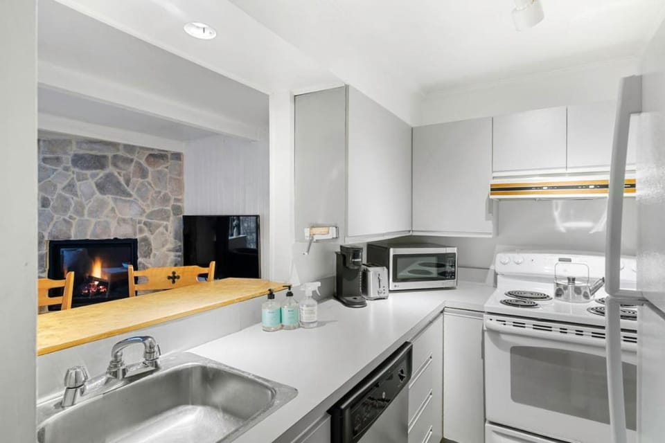Kitchen or kitchenette, dishwasher, oven, stove, toaster