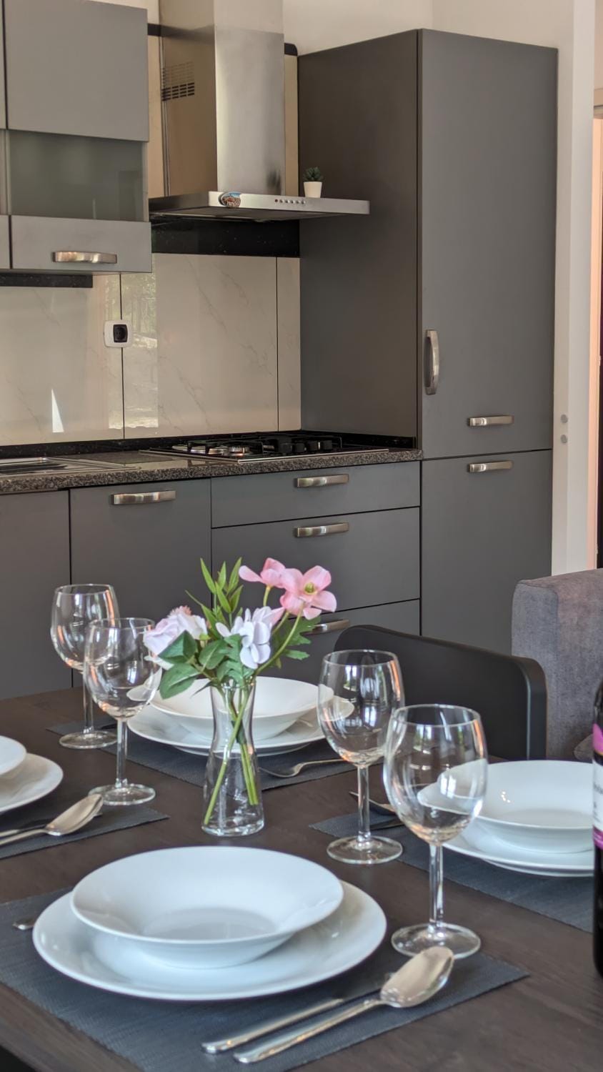 Kitchen or kitchenette, Dining area, stove
