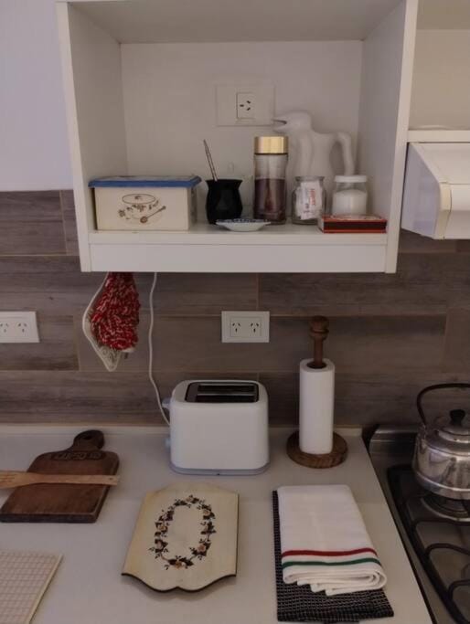 Kitchen or kitchenette, toaster