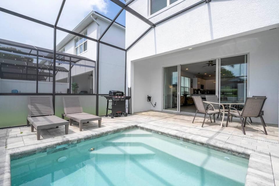 Patio, BBQ facilities, Pool view