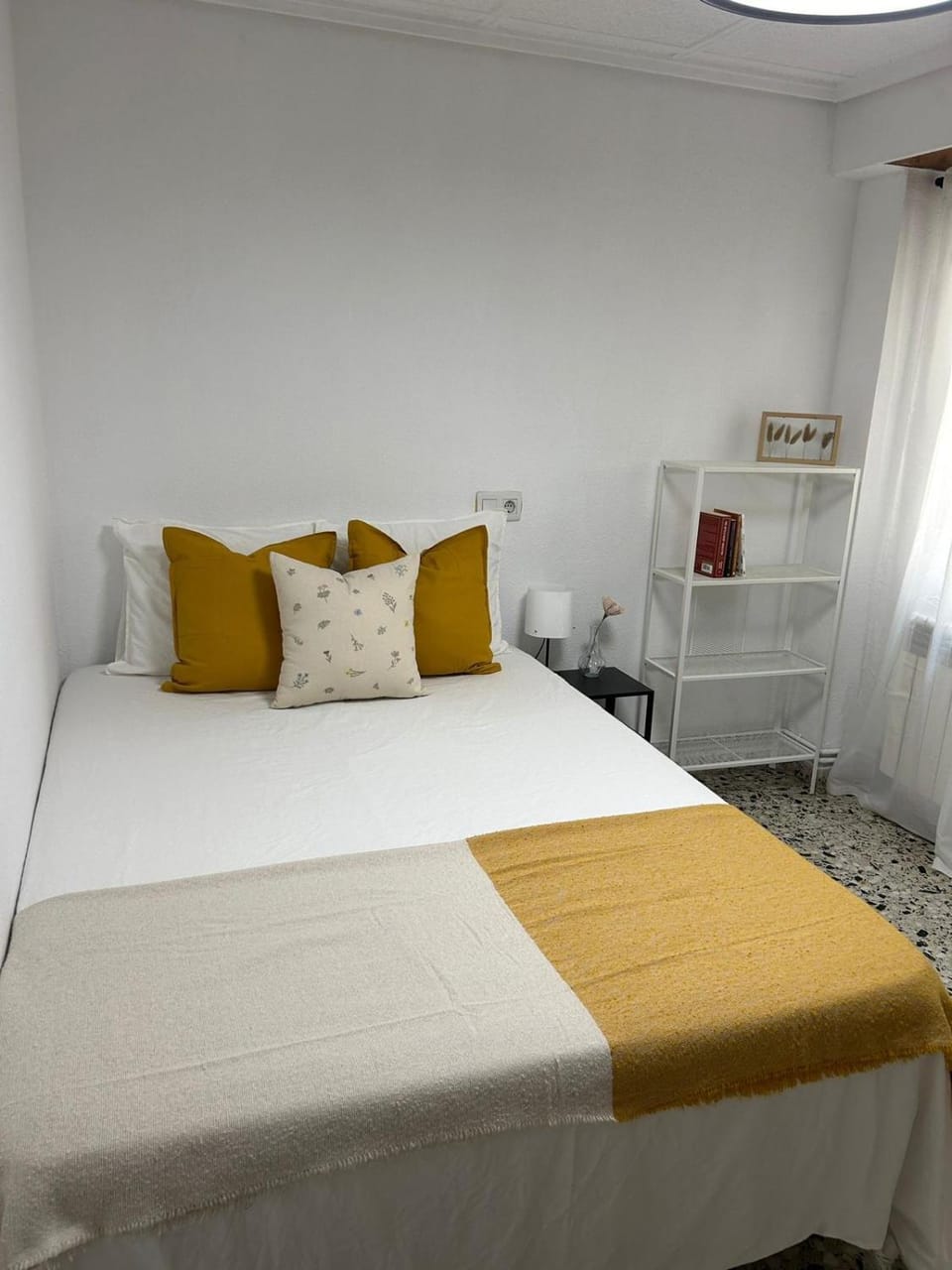 Bed, wardrobe