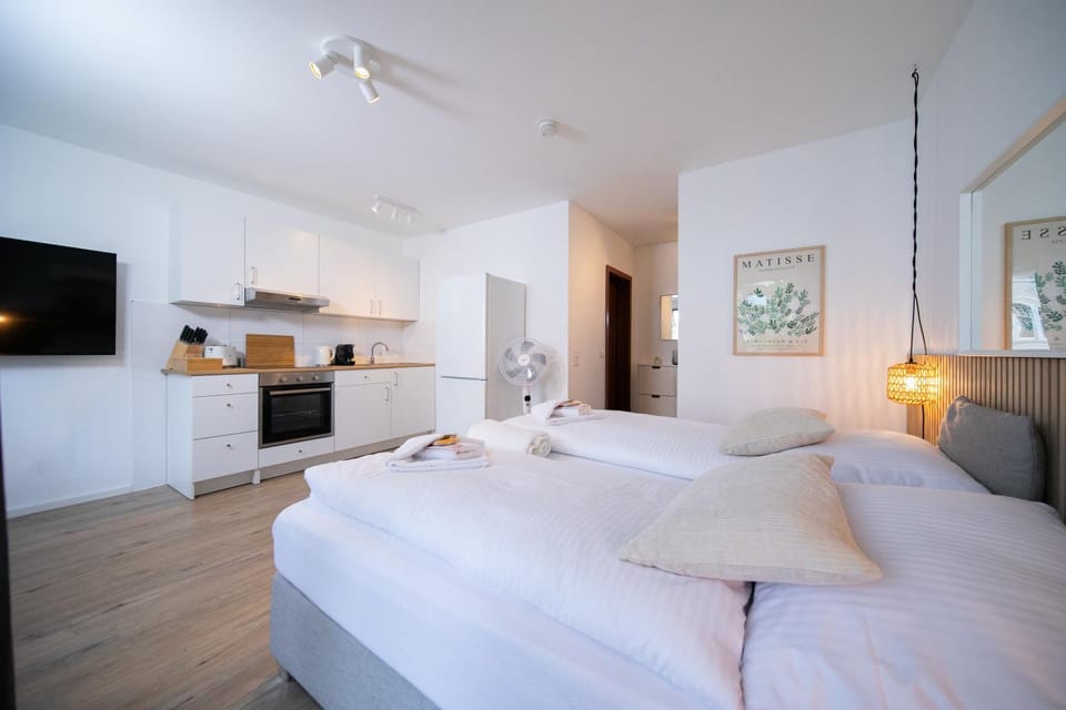 Bed, TV and multimedia, Kitchen or kitchenette, Photo of the whole room, Bedroom, oven