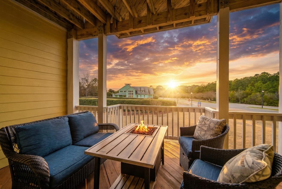 Patio, Balcony/Terrace, Seating area, Dining area, Sunset