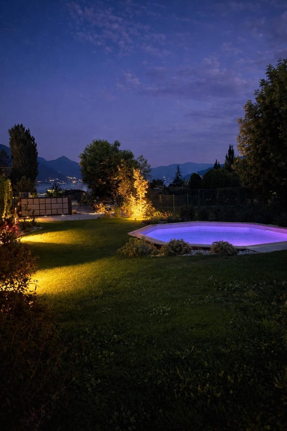 Night, Garden view, Pool view, Swimming pool