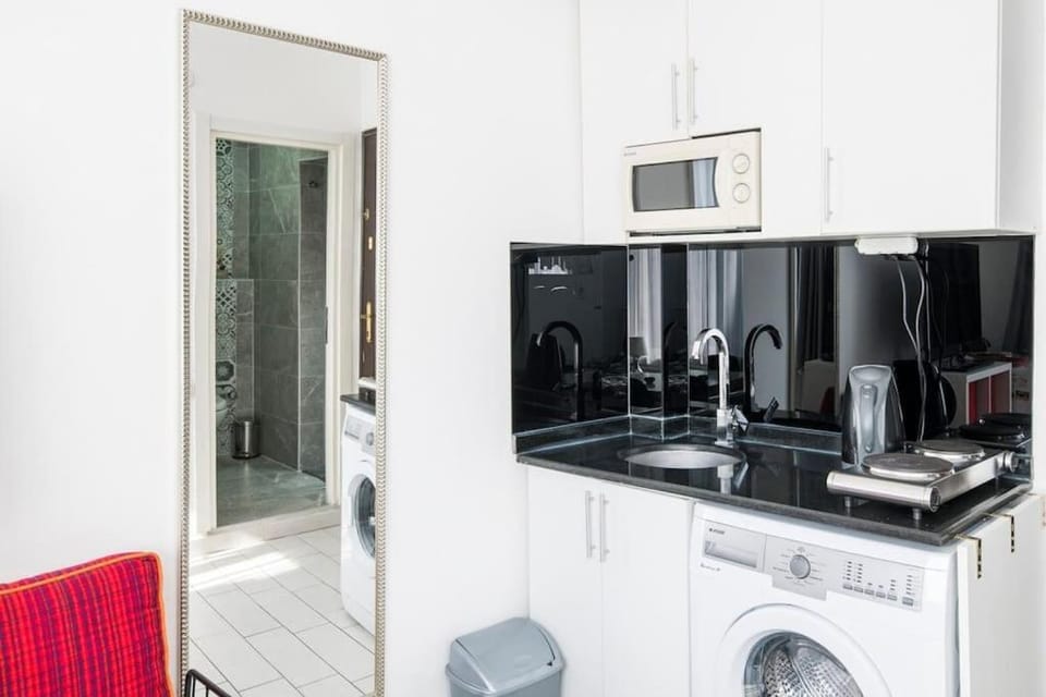 Kitchen or kitchenette, washing machine