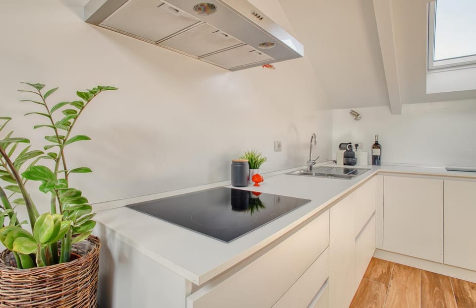 Kitchen or kitchenette, stove, kitchen