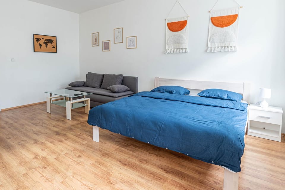 Bed, Living room, Photo of the whole room, Seating area, Bedroom