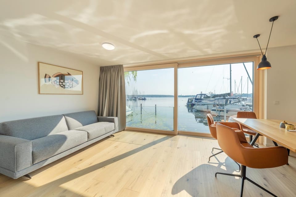 Living room, Seating area, Dining area, Lake view