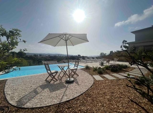 Natural landscape, Pool view, Swimming pool, sunbed