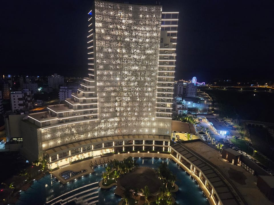 Property building, Night, Bird's eye view, City view, Pool view, Swimming pool