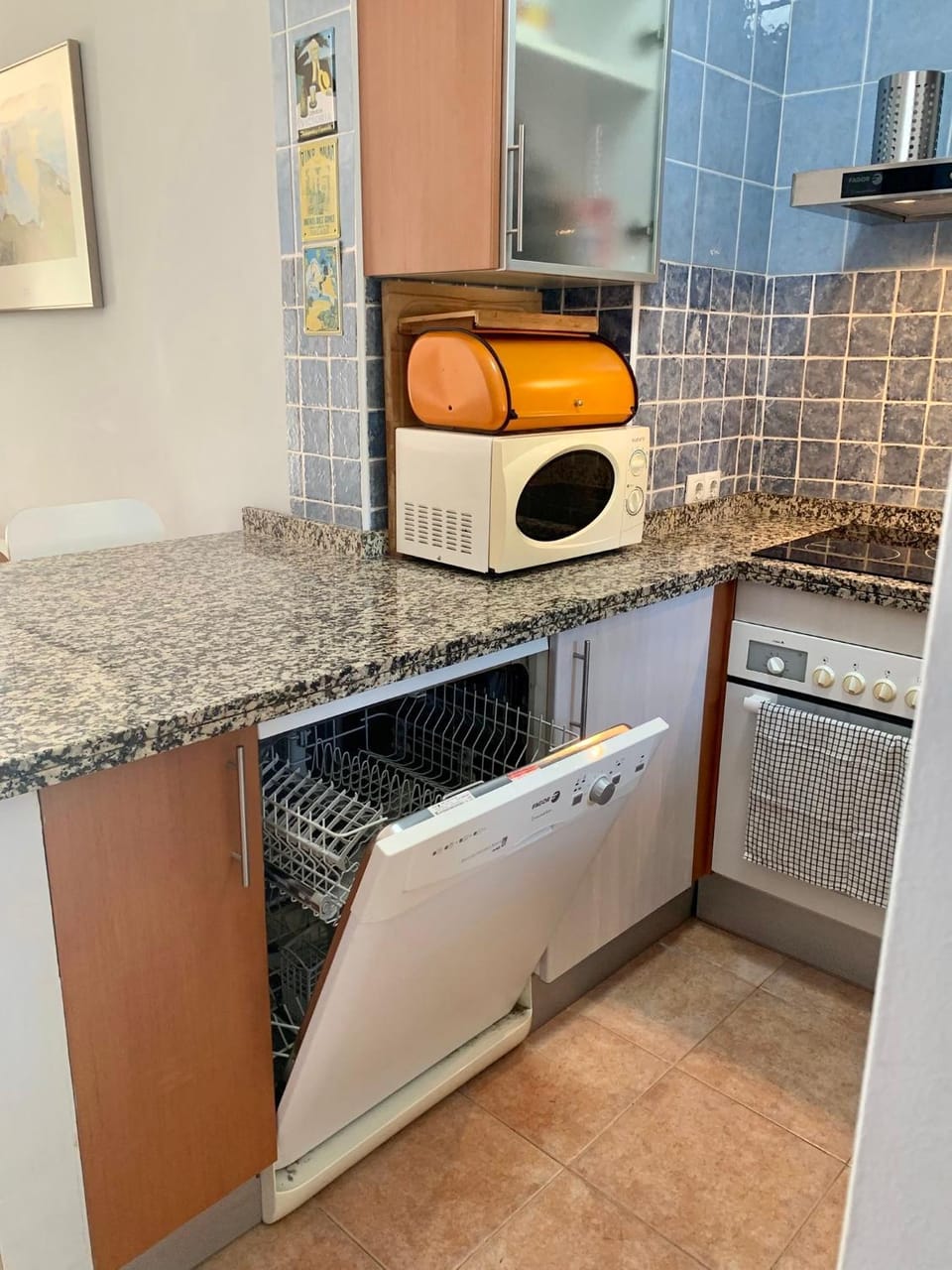 dishwasher, oven, stove, toaster