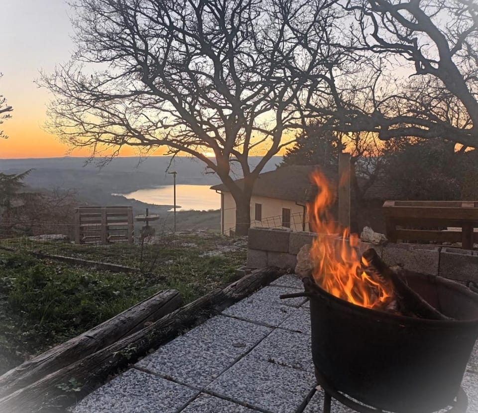 Garden, Lake view, Sunset