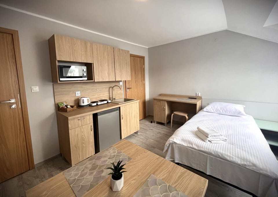 Kitchen or kitchenette, oven, stove