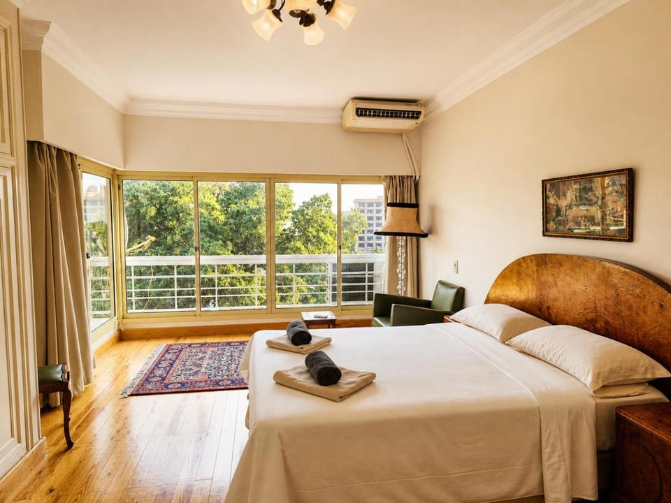 Bed, View (from property/room), Bedroom, towels, air conditioner
