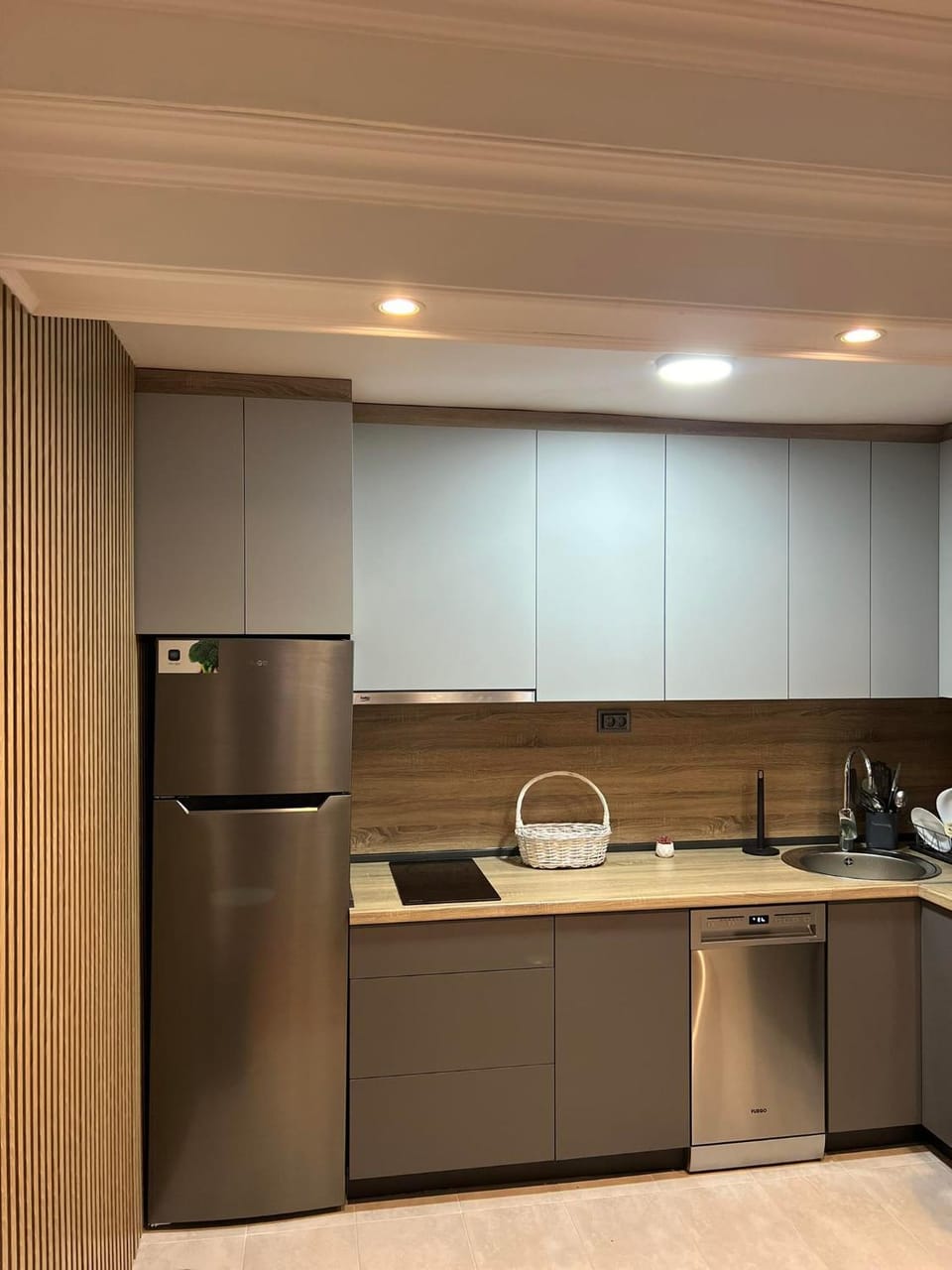 Kitchen or kitchenette, dishwasher, stove