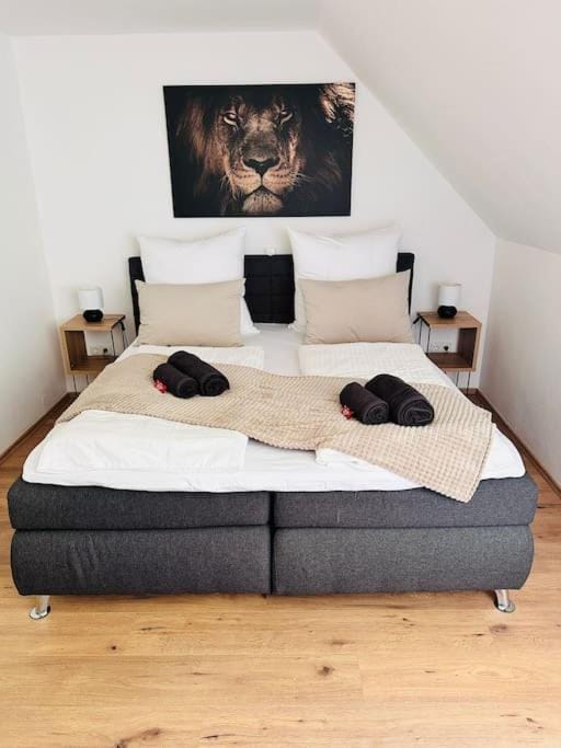 Bed, Photo of the whole room, Bedroom, towels