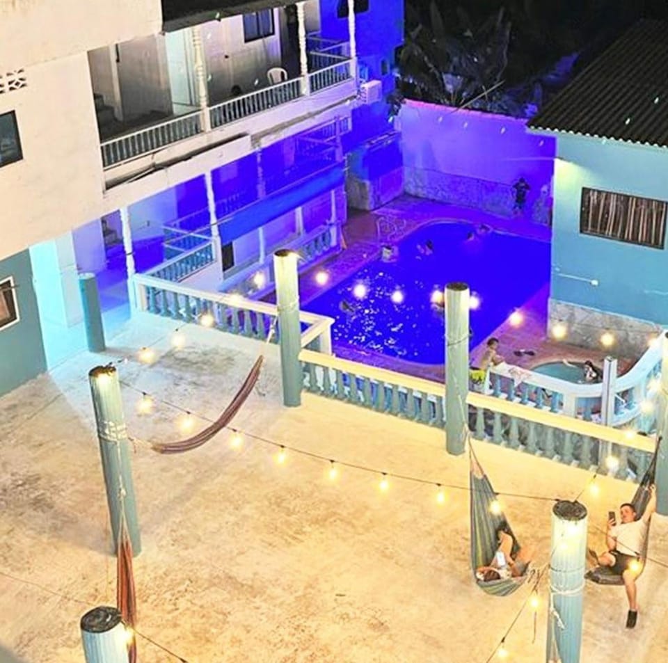Patio, People, View (from property/room), Balcony/Terrace, Pool view, Swimming pool, group of guests
