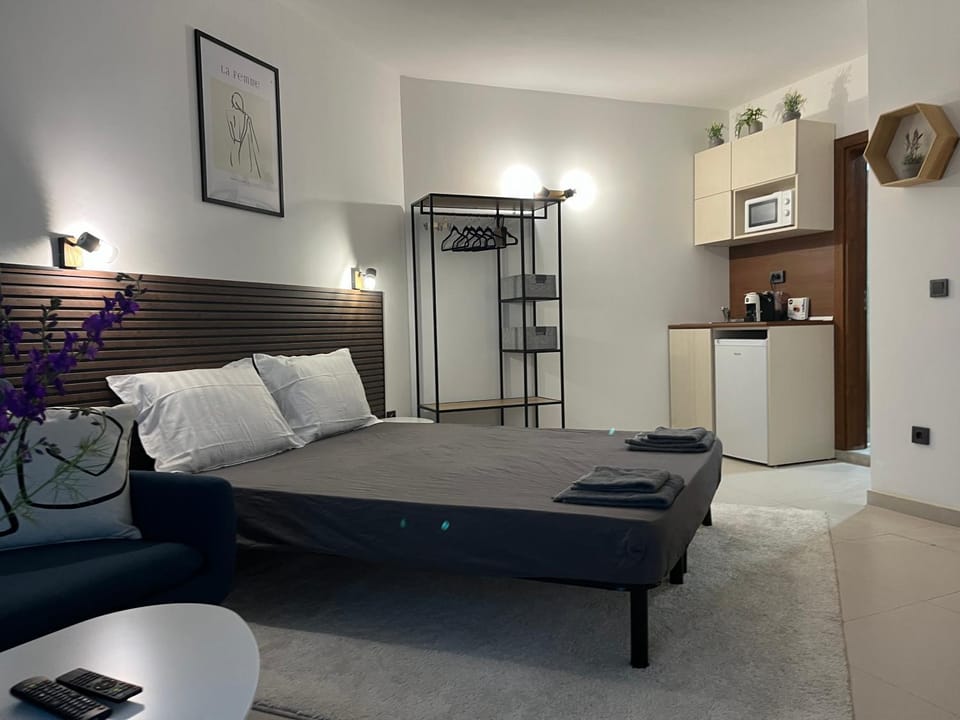 Bed, Kitchen or kitchenette, Photo of the whole room, Bedroom