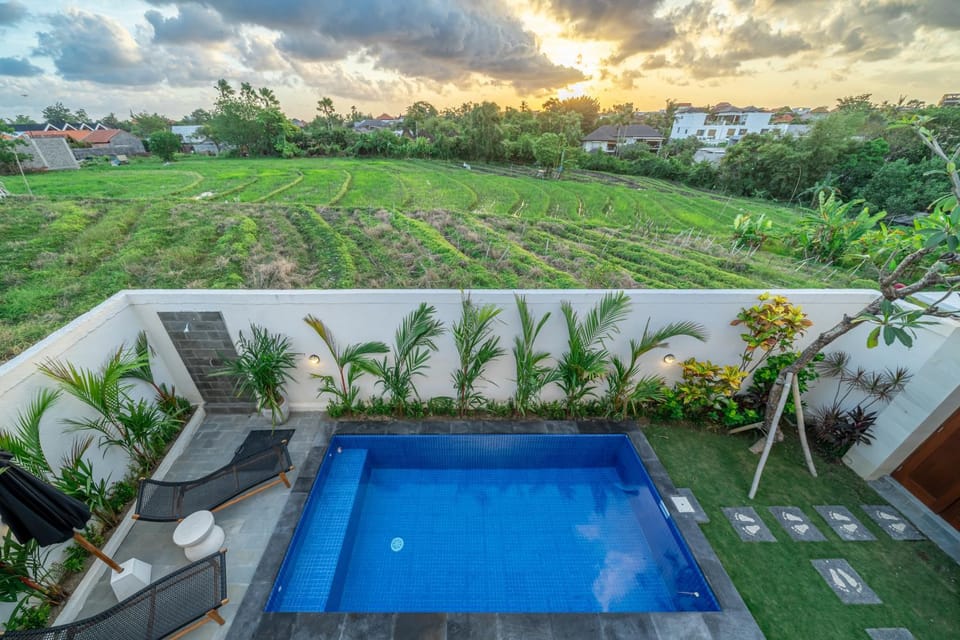 Swimming pool, sunbed