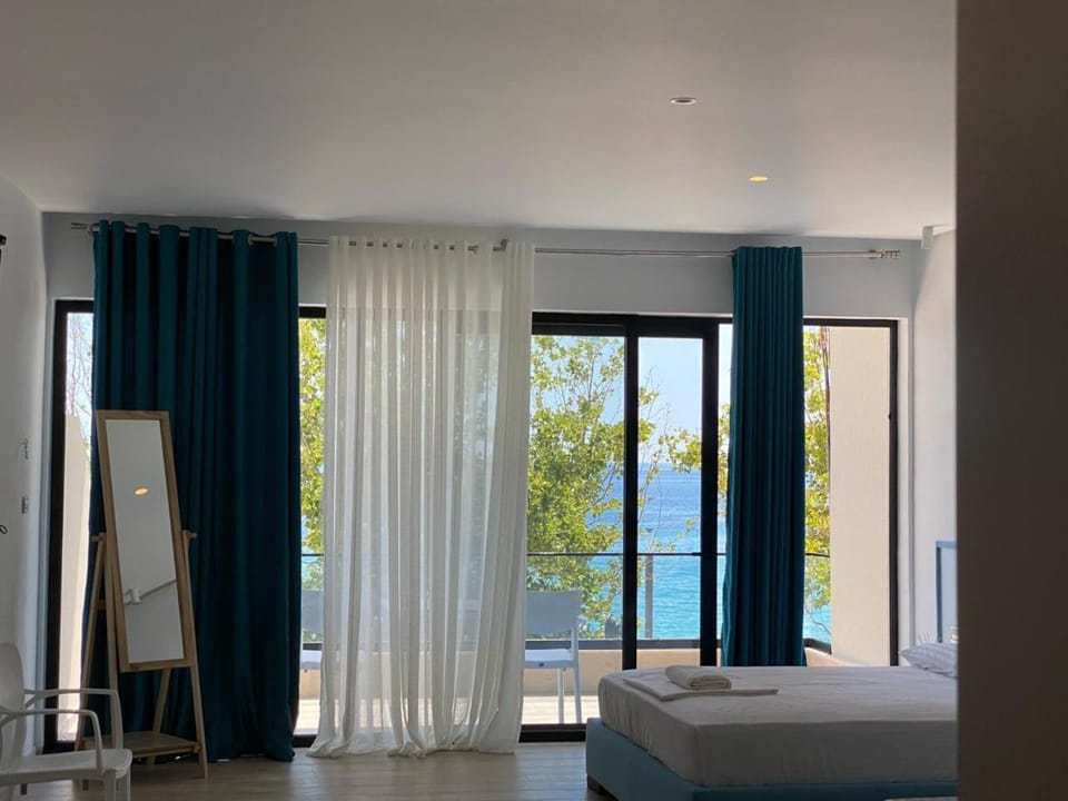 Bed, Natural landscape, Bedroom, Sea view