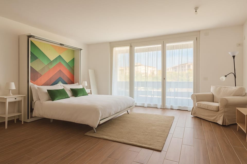 Bed, Living room, Photo of the whole room, Seating area, Bedroom