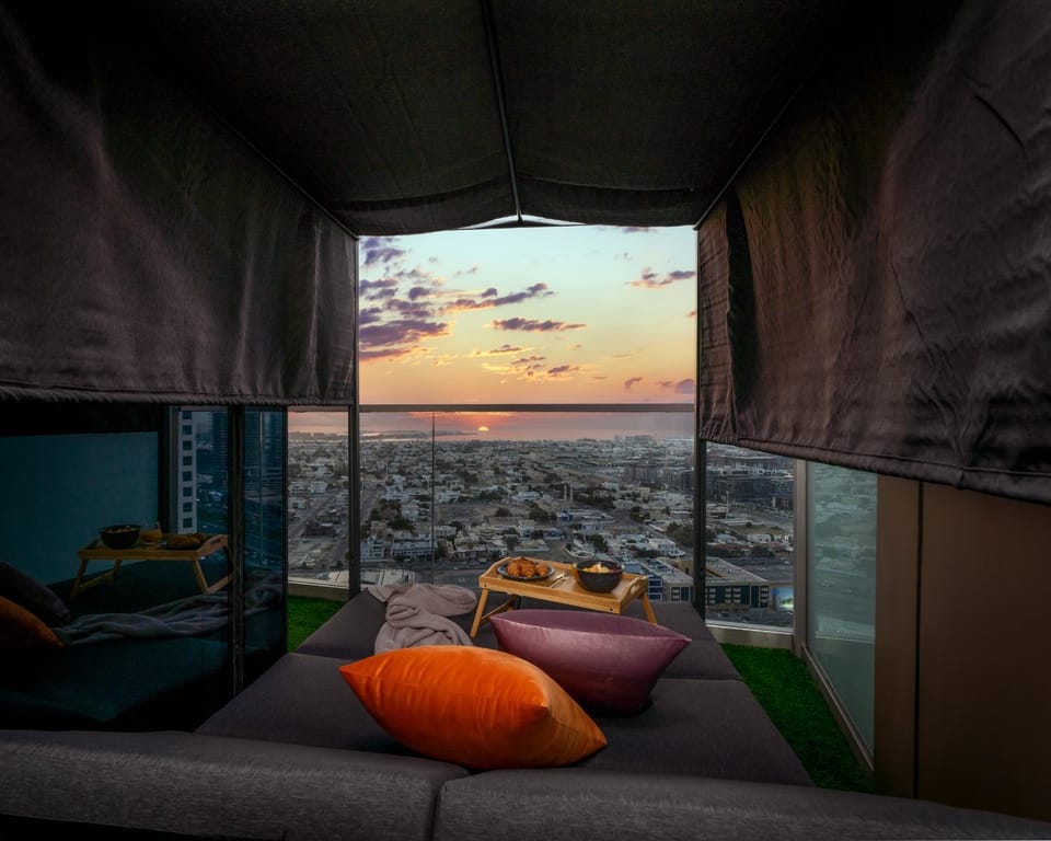 View (from property/room), Balcony/Terrace, Seating area, Sunset