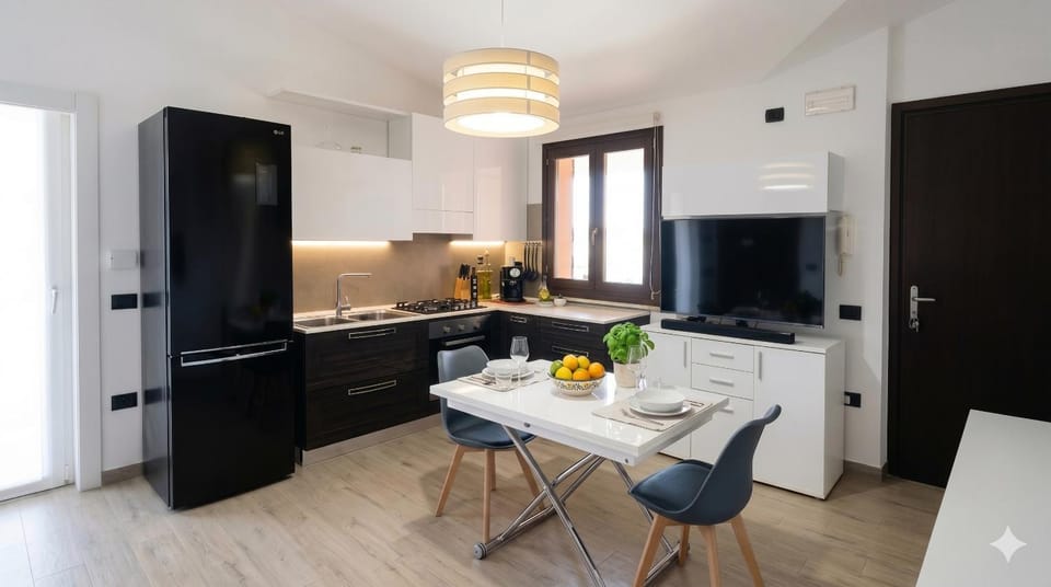 TV and multimedia, Kitchen or kitchenette, Food and drinks, Dining area, oven, stove