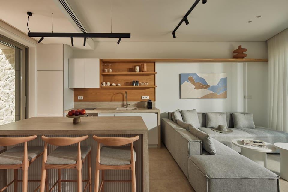 Living room, kitchen