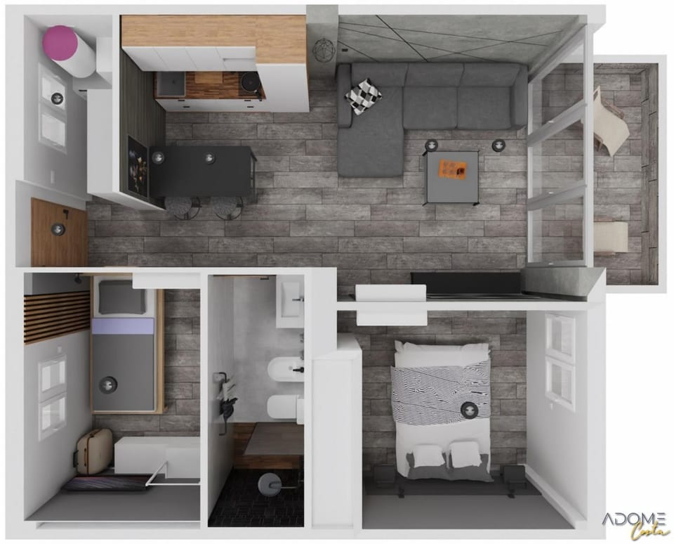Photo of the whole room, Floor plan