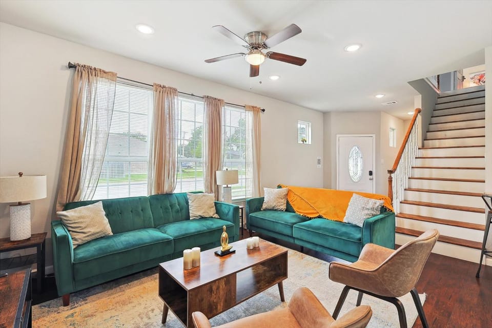 Living room, Seating area, Quiet street view