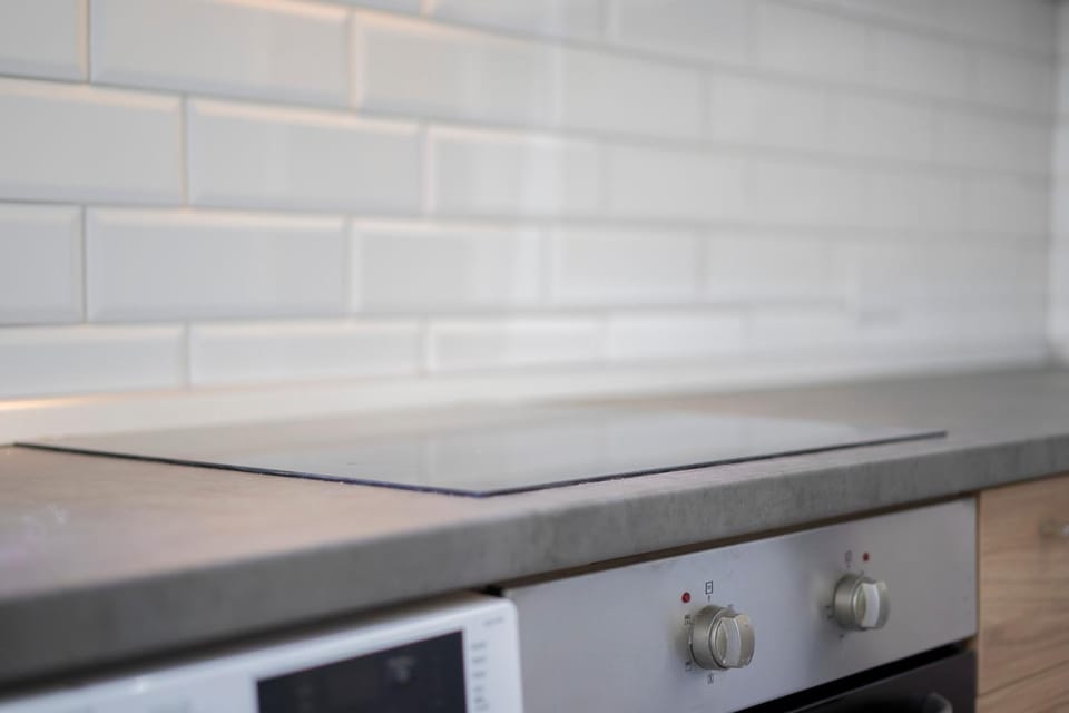 Kitchen or kitchenette, stove