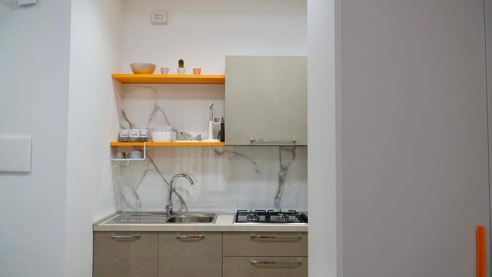 Kitchen or kitchenette, stove